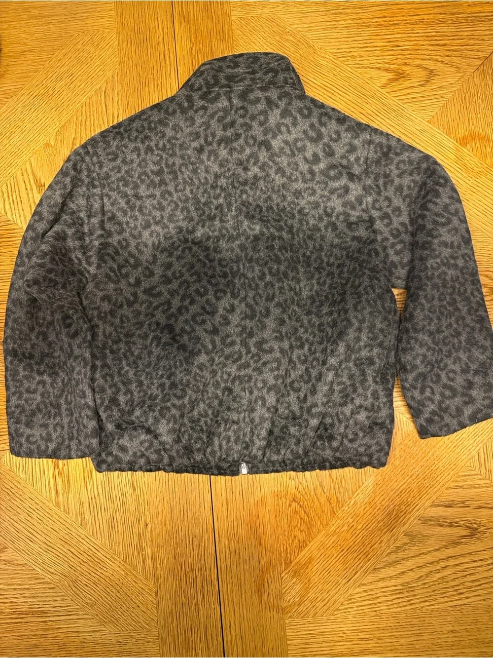 Zara Girls Charcoal Leopard Zip-Up Jacket- 6/7 Years